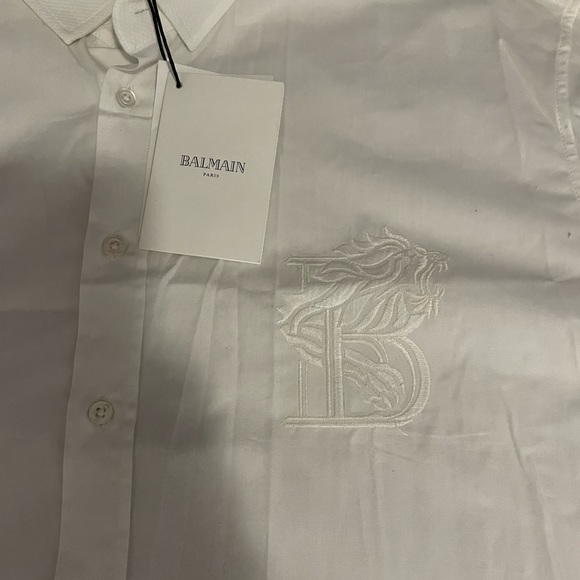 Balmain White Shirt With Logo Sz 42/XL - Picture 5 of 15